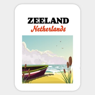 Zeeland Netherlands Rowing boat travel poster Sticker